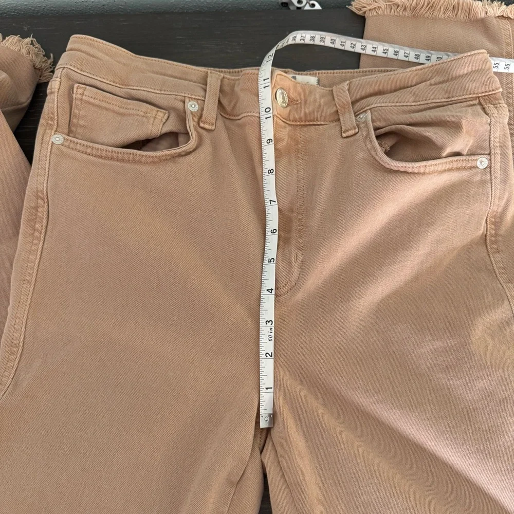 We The Free Women's Tan Cream Skinny Frayed Hem Jeans Size 31 High Waist - Picture 9 of 11